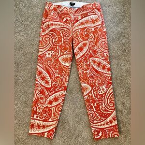 J. Crew Stretch City Fit Cotton Blend Paisley Print Slacks Size 2